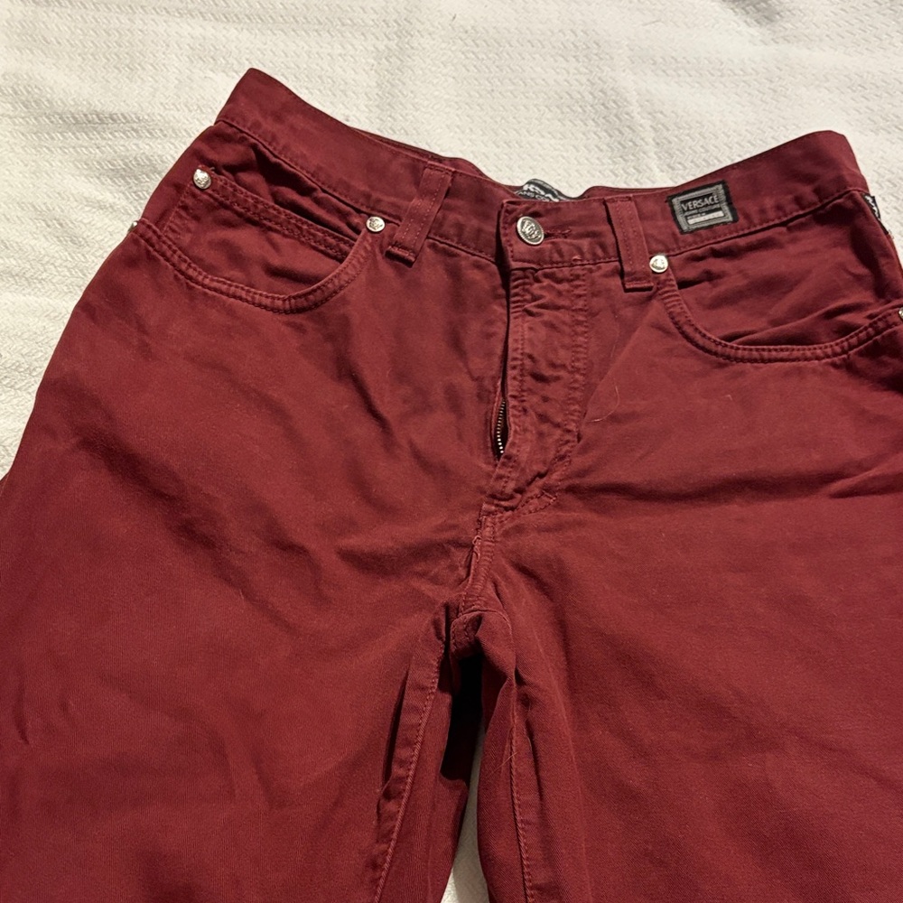 Women's Vintage Versace Boyfriend Jeans in Burgundy